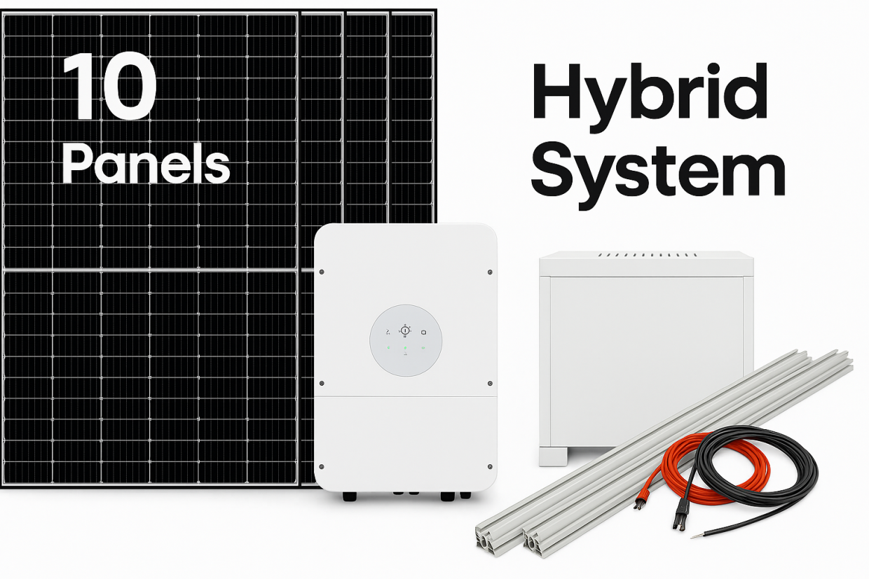 Click to enlarge 5.55kW Hybrid Solar System with 5.12KWhr Lithium Battery